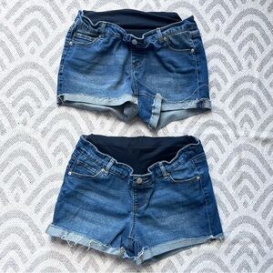 TIME AND TRU Maternity Denim Jean Shorts Full Panel Medium 8-10